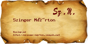 Szinger Márton névjegykártya