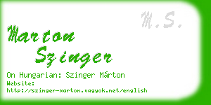 marton szinger business card