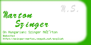 marton szinger business card